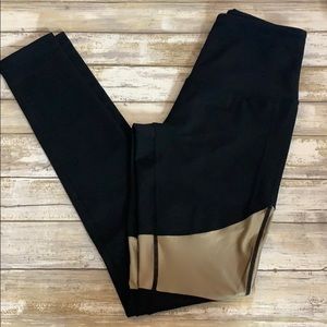 Zella black leggings with gold cut outs